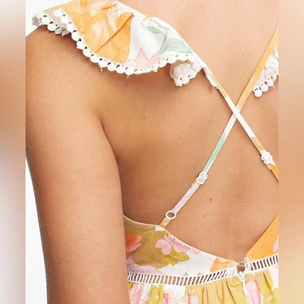 ASOS DESIGN curve ruffle maxi sundress featuring a retro floral print - size 16 - Picture 3 of 15